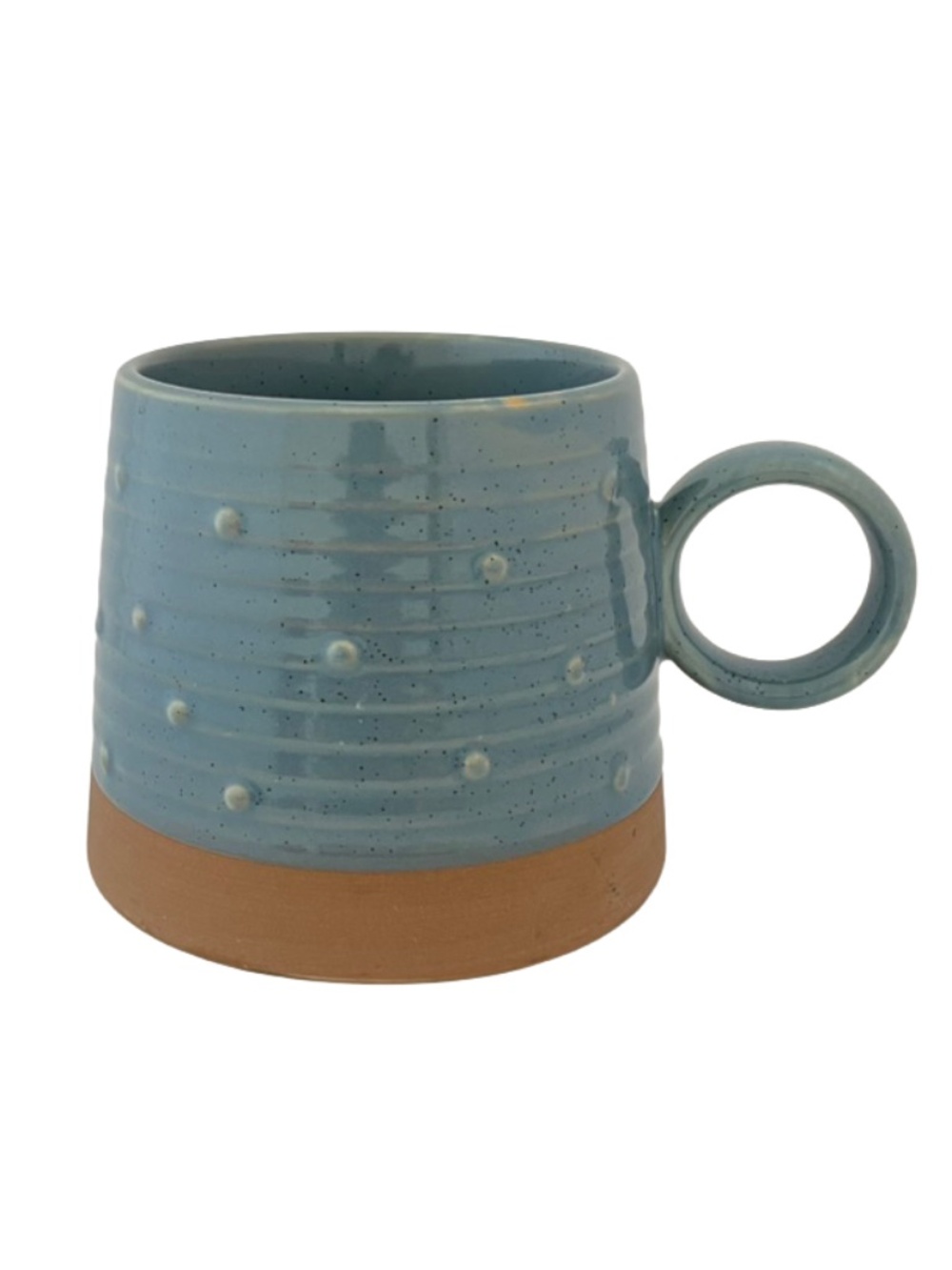 BLUE embossed DOTs COFFEE MUG by SUNDAY MORNING CERAMICS. Rustic Luxe Mug